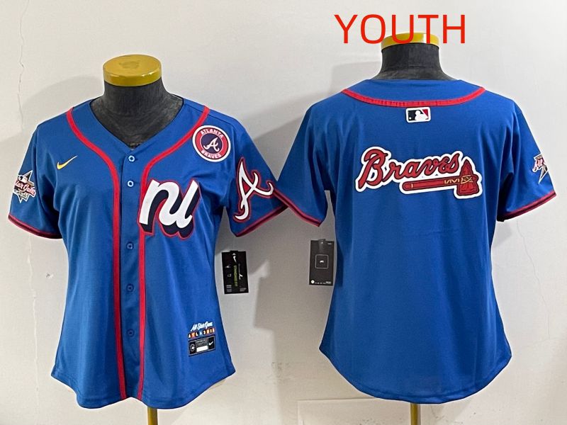 Youth 2025 Atlanta Braves Blank Blue All star Nike MLB Jersey style 04->youth mlb jersey->Youth Jersey